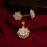 Gold Plated flower Pendant Set 925 Silver With Premium Quality Zircons.