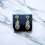 Two-Tone Chevron-Pattern Earrings