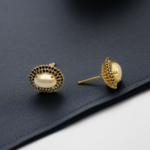 Pearl Studs with Black Z Halo