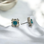 Teal Crystal Square Studs