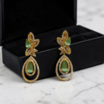 Green Earrings with Gold plated