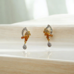 Earrings with champagne and zircons