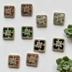 Square Floral Studs