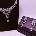 Rhodium Plated Necklace Set With AmericAn Zircons And Green Jade (925 Silver)