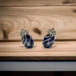 Clustered Blue Teardrop Solitaire Studs