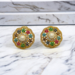 Multicolored Floral Mandala Studs