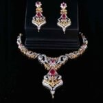 Gold Plated Necklace set With Chetam And Zircons.