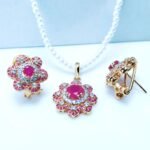 Delicate Pendant Set with Chetum and Zircons 24kt Gold Plated. (925 Silver)